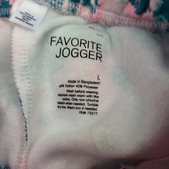 NWT Girls L(10/12) So Favorite Jogger Sweatpants Tie-Dye Pink Teal - Picture 6 of 8
